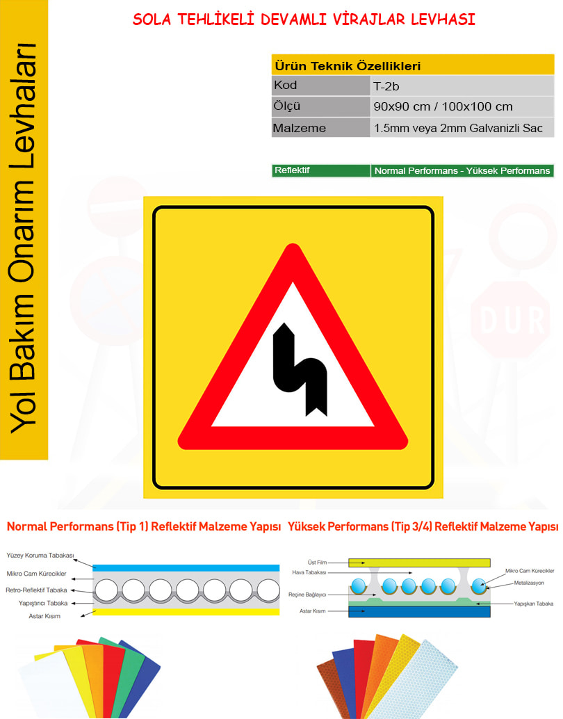 sola tehlikeli devamlı viraj tabelası